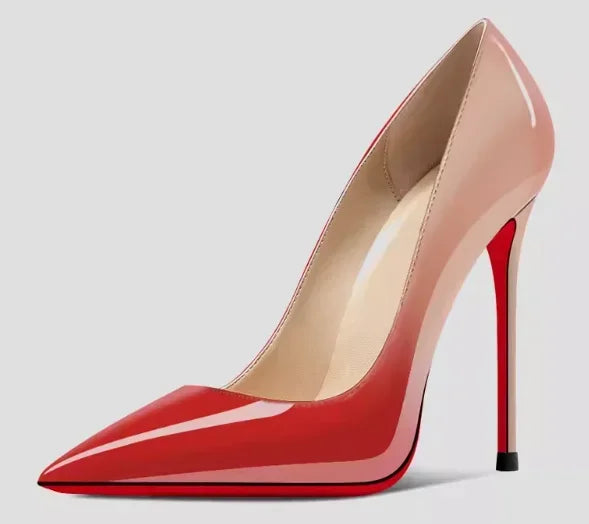New 12cm pointed black high heels for women, slim heels with sexy temperament, shallow mouth, 34-46 red sole single shoes