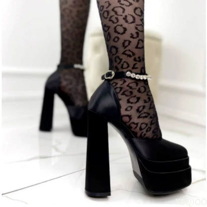 Big Size 42 New Fashion Women Pumps Retro Mary Janes Chunky Heels Sandals Spring Platform Dress Party Wedding Basic Shoes Woman