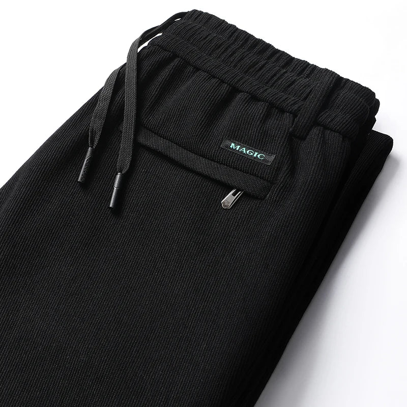 Elastic Waist Casual Pants Men Joggers Loose Fit Straight Pants Spring Autumn Male Trousers Large Size Black Grey