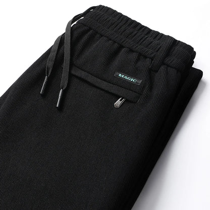 Elastic Waist Casual Pants Men Joggers Loose Fit Straight Pants Spring Autumn Male Trousers Large Size Black Grey