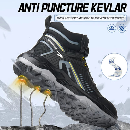 Security Protective Men Boots Fashion Work Sneakers Steel Toe Shoes Puncture-Proof Safety Boots Industrial Shoes Work Footwear