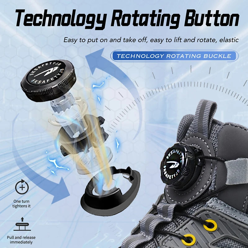 Security Protective Men Boots Fashion Work Sneakers Steel Toe Shoes Puncture-Proof Safety Boots Industrial Shoes Work Footwear