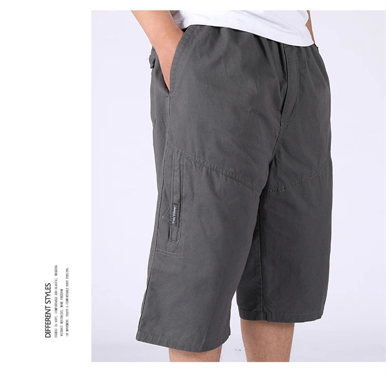Loose Casual Men Cargo Shorts Summer Pants Elastic Waist Large Size Outdoor Jogging Sweatpants Trend Multi Pockets Short Pants