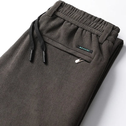 Elastic Waist Casual Pants Men Joggers Loose Fit Straight Pants Spring Autumn Male Trousers Large Size Black Grey
