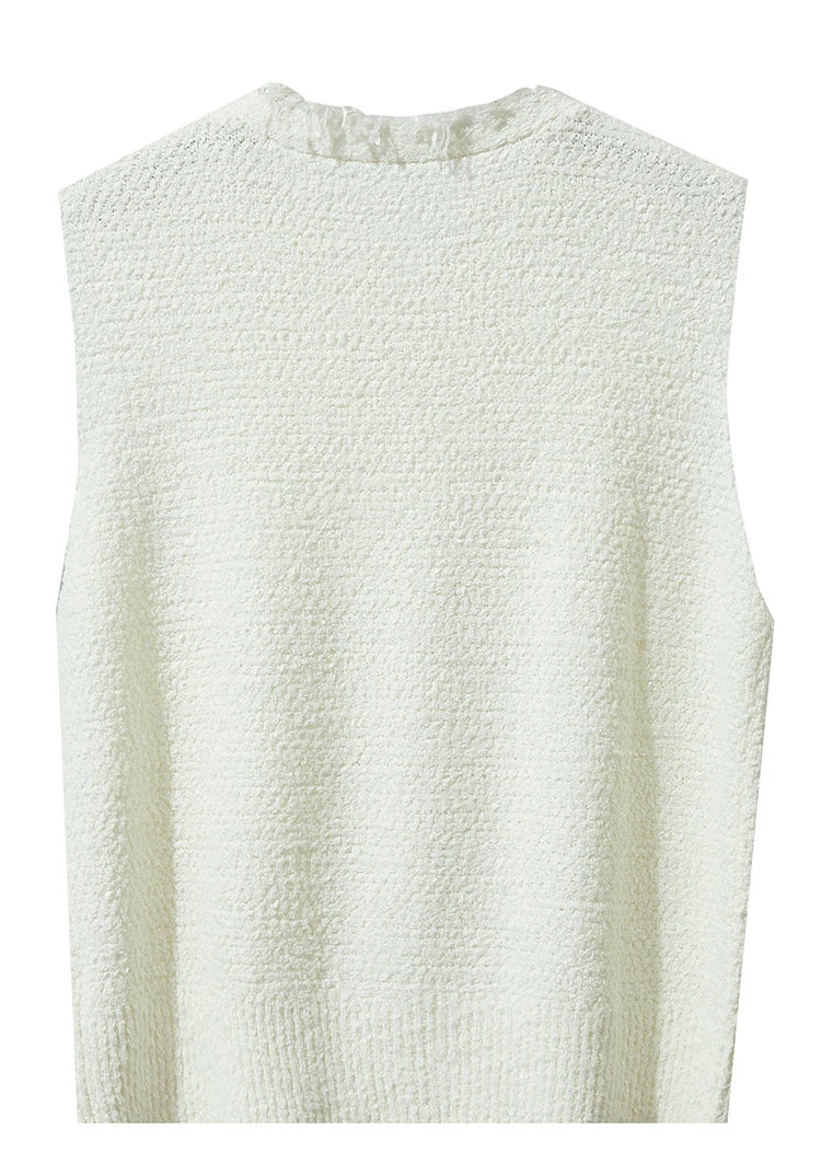 AMII Women's Vest 2025 Autumn New O-neck Elegant Retro Knitted Vest Women's Casual Versatile Loose Sleeveless Top Female12543082