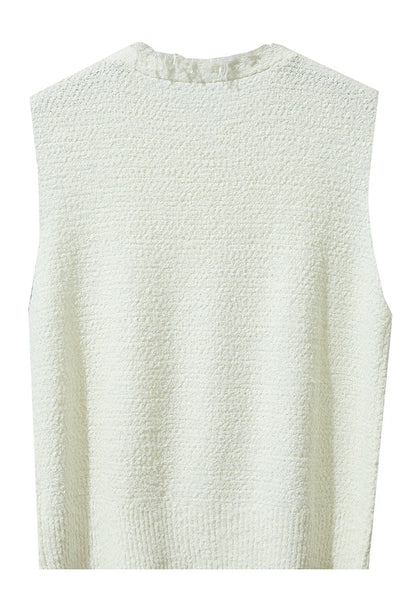 AMII Women's Vest 2025 Autumn New O-neck Elegant Retro Knitted Vest Women's Casual Versatile Loose Sleeveless Top Female12543082
