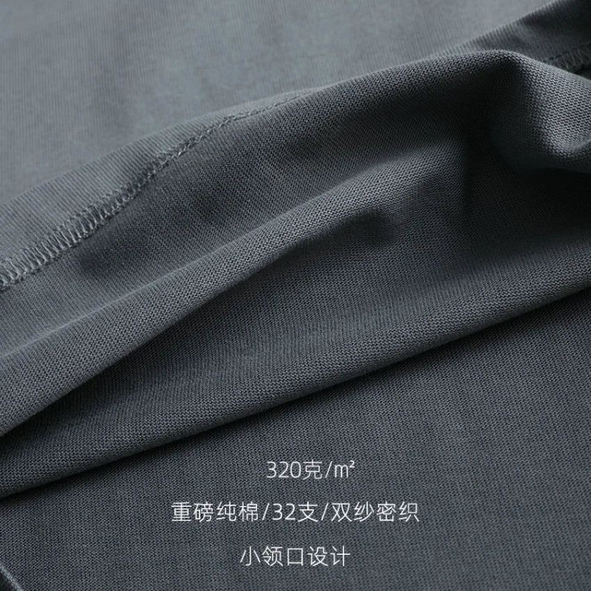 320g Cotton T Shirts Men Short Sleeved Heavyweight Summer Round Neck Loose Breathable Shirt for Men Women Basic Tees