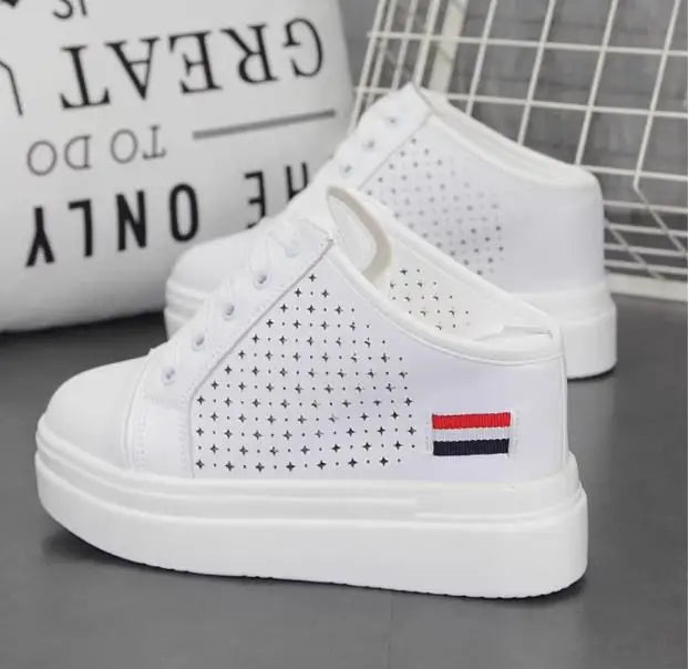 Summer White Korean Version of The Thick-soled Women's Vulcanized Shoes Fashion Mesh Breathable Non-slip Baotou Slippers 34-40