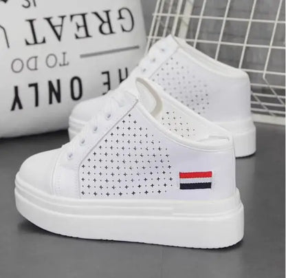 Summer White Korean Version of The Thick-soled Women's Vulcanized Shoes Fashion Mesh Breathable Non-slip Baotou Slippers 34-40