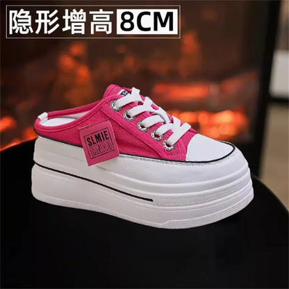 Summer White Korean Version of The Thick-soled Women's Vulcanized Shoes Fashion Mesh Breathable Non-slip Baotou Slippers 34-40