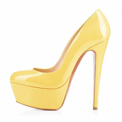 New Women Pumps Extremely High Heels Shoes14cm Sexy Patent Leather Woman Wedding Party Shoes Platform Stiletto Red 817-9PA