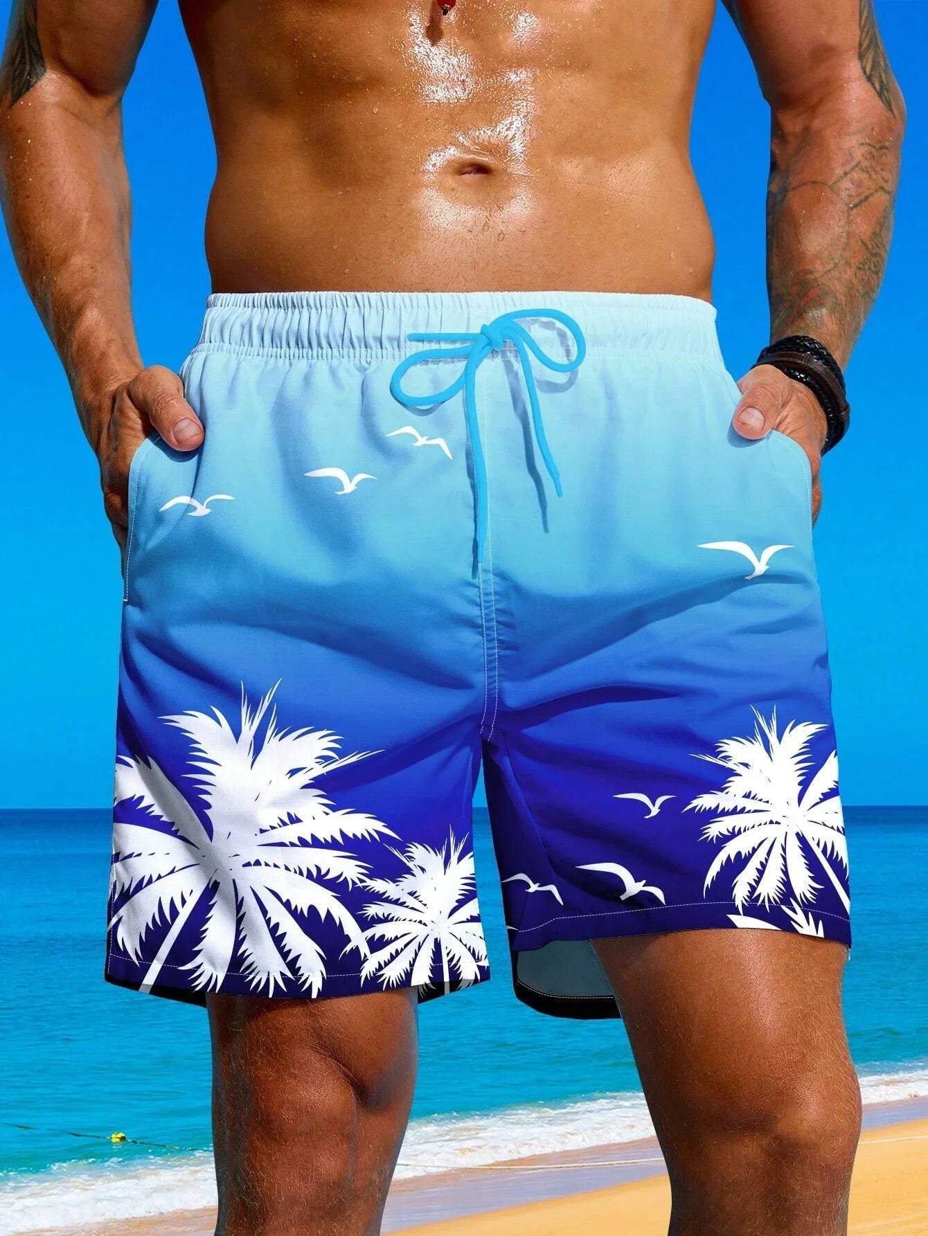 Striped Beach Shorts Men Fashion Swimwear Board Shorts Trunk Gym Fitness Pants Men's Briefs Swimsuit Kids Beachwear Short Boy
