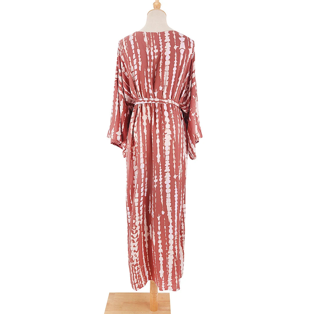 New 11 Colors Printed Long Sleeve With Belt Tunic Beach Cover Up Cover-ups Beach Dress Beach Wear Beachwear Female Women V4521