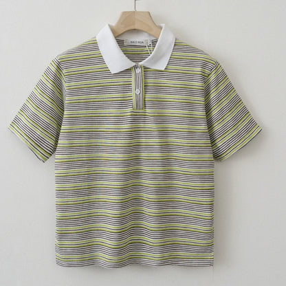2025 Summer Women Casual Striped Short sleeve Polo Shirt T shirt