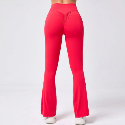 High Waist Sporty Flare Leggings Trousers Women Trends Scrunch Bum Leggings for Fitness Yoga Pants Gym Tights Push Up Red Black