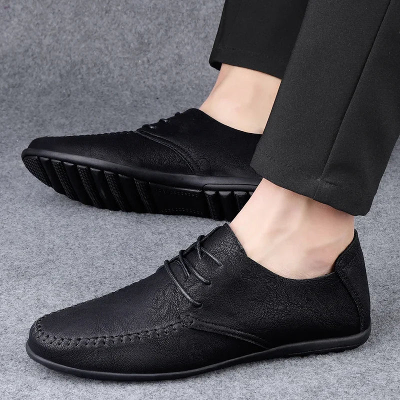 Leather Men Shoes Fashion Formal Mens Shoes Moccasins Italian Breathable Male Driving Shoes Black Plus Size Zapatos Para Hombres