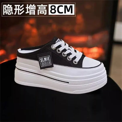Summer White Korean Version of The Thick-soled Women's Vulcanized Shoes Fashion Mesh Breathable Non-slip Baotou Slippers 34-40