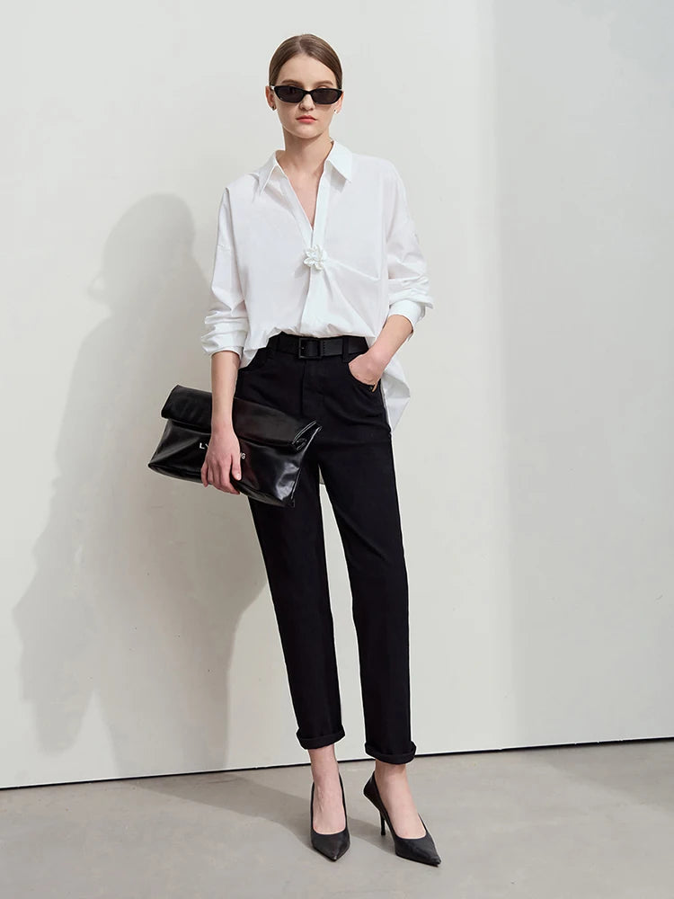 Amii 2025 Autumn Casual Slim Women Jeans Pants Elastic Waisted Cotton Jeans Tapered Fashion High Quality DenimTrousers 12541126