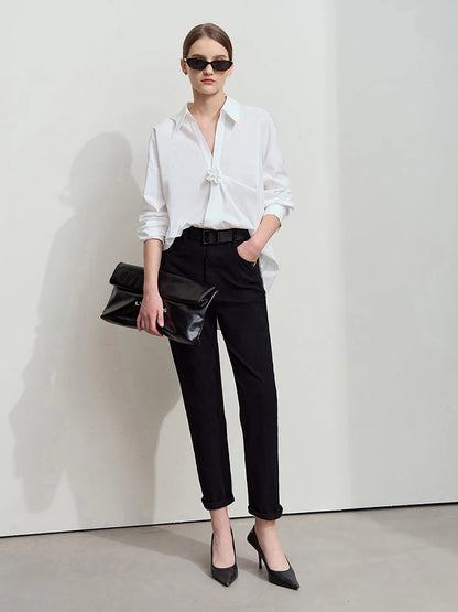 Amii 2025 Autumn Casual Slim Women Jeans Pants Elastic Waisted Cotton Jeans Tapered Fashion High Quality DenimTrousers 12541126
