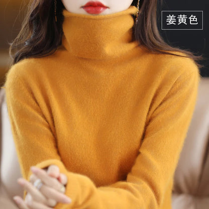 CHICUU Women Mink Cashmere Sweater Turtleneck Pullover Autumn Winter Basic Soft Warm Clothing 100% Mink Cashmere Knitwear Tops