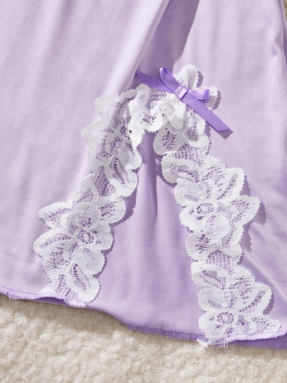 Purple Sexy Adult Lingerie Night Dress Woman Nightgowns Plus Lace Nightgown Sleepwear Dress G-String Sexy Lingerie Pijama Mujer
