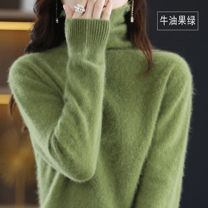CHICUU Women Mink Cashmere Sweater Turtleneck Pullover Autumn Winter Basic Soft Warm Clothing 100% Mink Cashmere Knitwear Tops