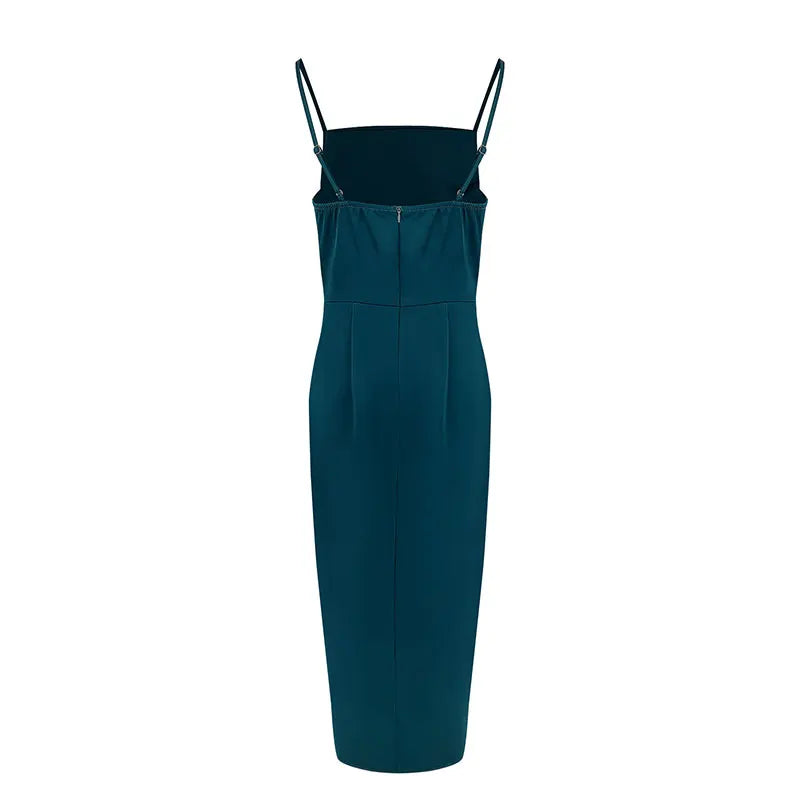 Women Sling Dresses Solid Sexy Backless Elegant Dress Summer Streetwear Fashion Zippers Casual Slim Lady Split Dresses Clothing