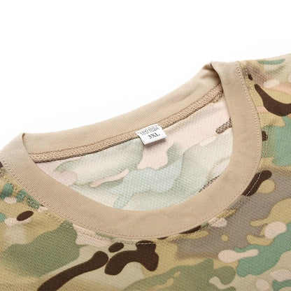 Summer Men's Quick Dry Combat T Shirt Military Jungle Desert Camouflage Tactical Short Sleeve Tough Guy Outdoor Hunting Top 6XL