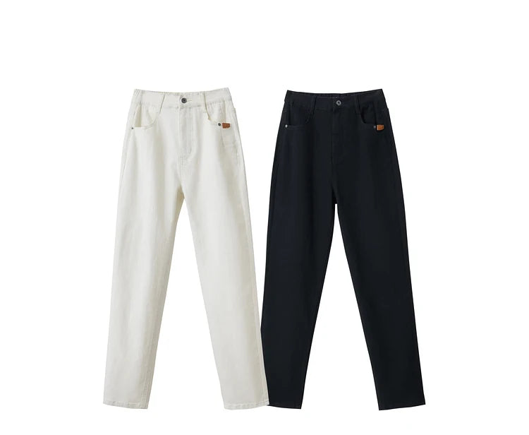 Amii 2025 Autumn Casual Slim Women Jeans Pants Elastic Waisted Cotton Jeans Tapered Fashion High Quality DenimTrousers 12541126