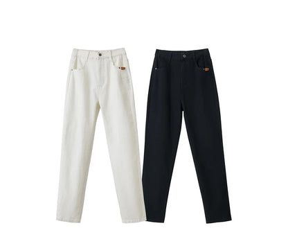 Amii 2025 Autumn Casual Slim Women Jeans Pants Elastic Waisted Cotton Jeans Tapered Fashion High Quality DenimTrousers 12541126