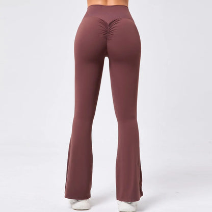 High Waist Sporty Flare Leggings Trousers Women Trends Scrunch Bum Leggings for Fitness Yoga Pants Gym Tights Push Up Red Black