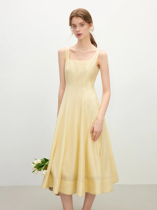 FSLE Three-dimensional Cutting High Waist Sleeveless Dress for Women 2025 Summer New Arrival Slimming Strappy Dress 25FS12099
