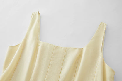 FSLE Three-dimensional Cutting High Waist Sleeveless Dress for Women 2025 Summer New Arrival Slimming Strappy Dress 25FS12099