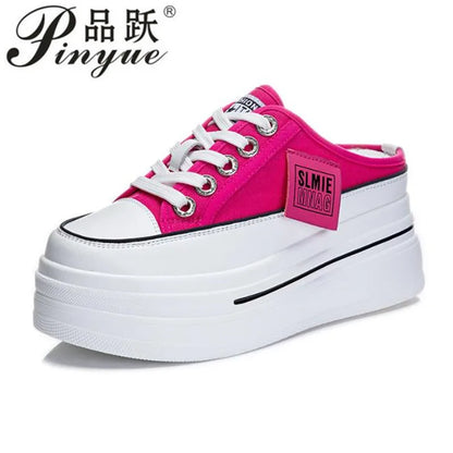 Summer White Korean Version of The Thick-soled Women's Vulcanized Shoes Fashion Mesh Breathable Non-slip Baotou Slippers 34-40