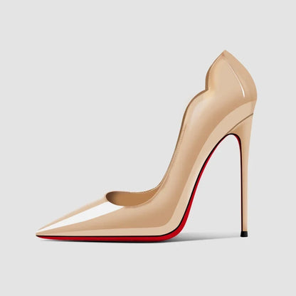 New 12cm pointed black high heels for women, slim heels with sexy temperament, shallow mouth, 34-46 red sole single shoes