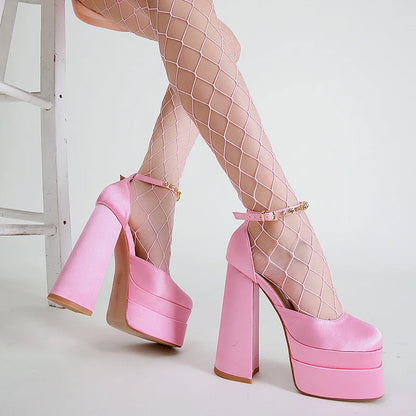 Big Size 42 New Fashion Women Pumps Retro Mary Janes Chunky Heels Sandals Spring Platform Dress Party Wedding Basic Shoes Woman
