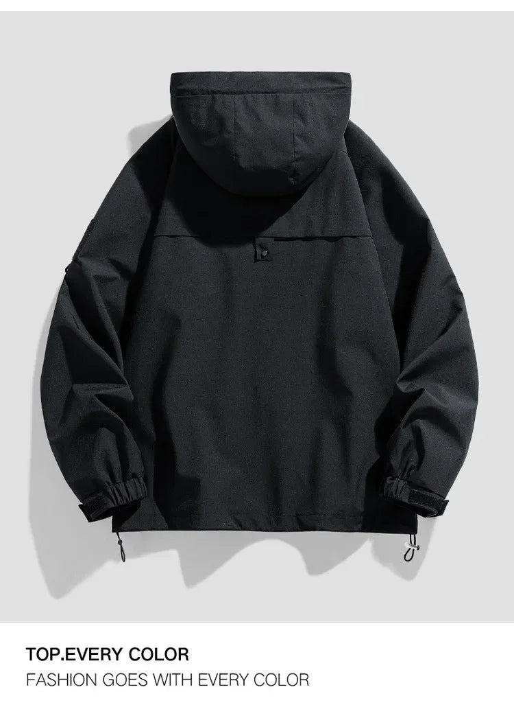 Spring Autumn Men's Jacket Casual Hooded Windproof Outwear Camping Hiking Climbing Outdoor Jackets Male Trendy Streetwear