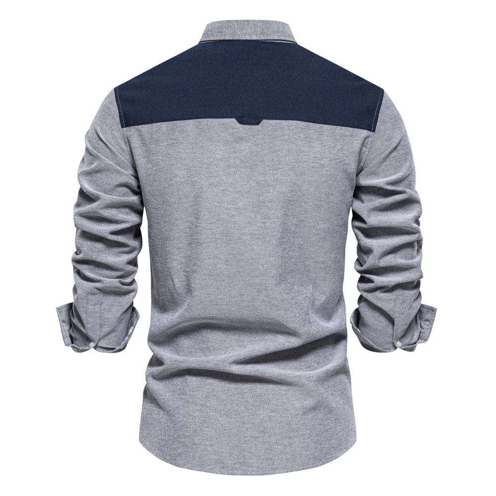 AIOPESON 2023 New Autumn Cotton Men's Oxford Shirt Long Sleeve Button Down Social Business Casual Shirts for Men
