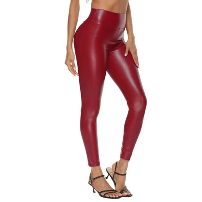 Women High Waist Faux Leather Pants High Waist Imitation Leather Leggings for Women Lifting Tight Fit Trousers with High