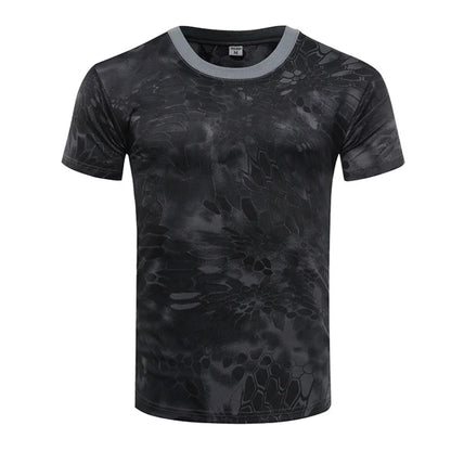 Summer Men's Quick Dry Combat T Shirt Military Jungle Desert Camouflage Tactical Short Sleeve Tough Guy Outdoor Hunting Top 6XL