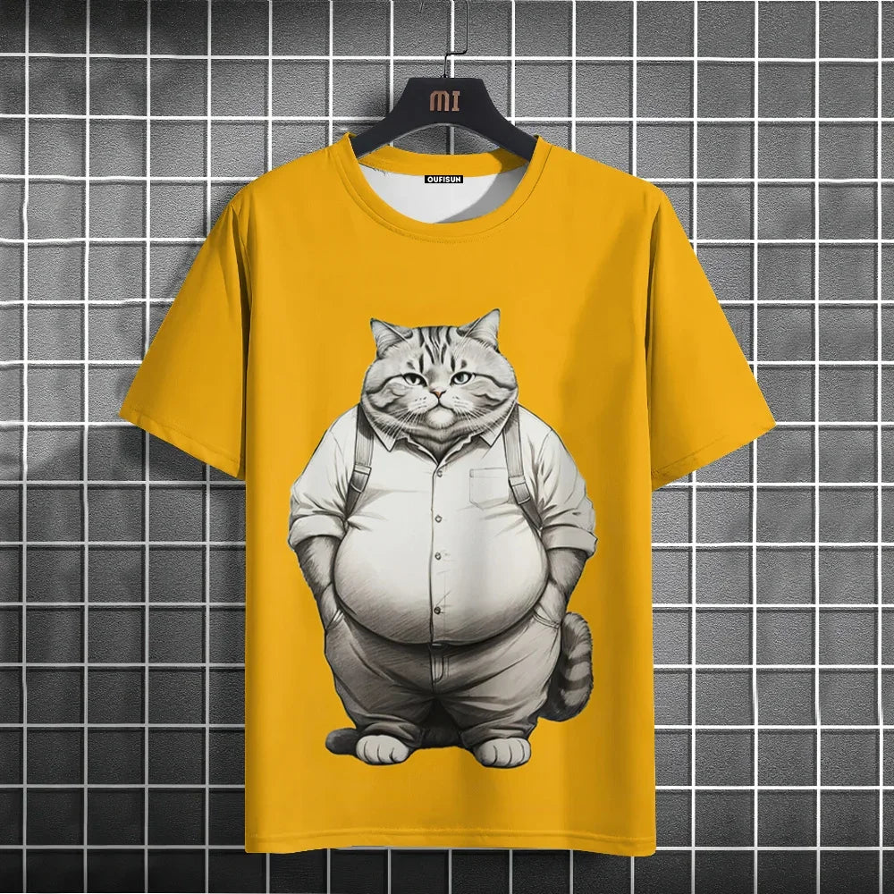 Funny T-Shirts For Men Animal Cat 3d Print Short Sleeve Summer Casual Breath T-Shirt Men Clothing Loose Oversized Tee Tops