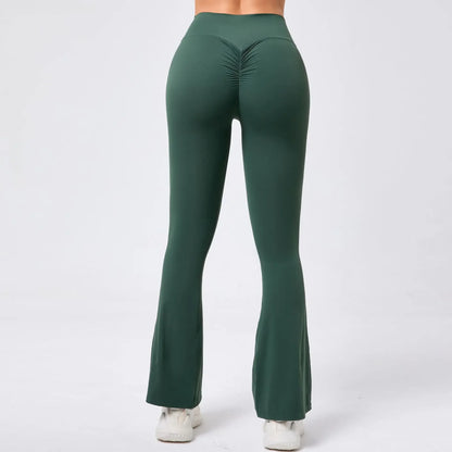 High Waist Sporty Flare Leggings Trousers Women Trends Scrunch Bum Leggings for Fitness Yoga Pants Gym Tights Push Up Red Black