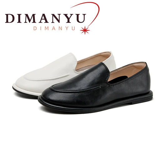 DIMANYU Women's Loafers Spring 2026 New Genuine Leather Women's Flat Shoes Soft Soles Slip-on Large Size Loafers Ladies
