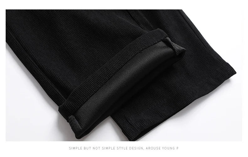 Elastic Waist Casual Pants Men Joggers Loose Fit Straight Pants Spring Autumn Male Trousers Large Size Black Grey