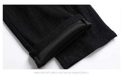 Elastic Waist Casual Pants Men Joggers Loose Fit Straight Pants Spring Autumn Male Trousers Large Size Black Grey