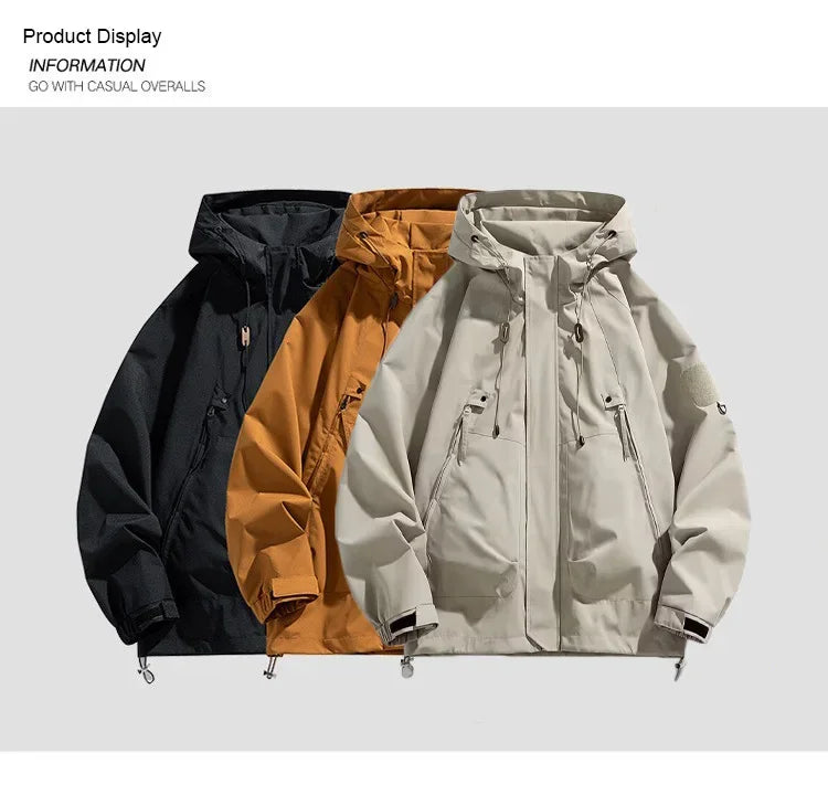 Spring Autumn Men's Jacket Casual Hooded Windproof Outwear Camping Hiking Climbing Outdoor Jackets Male Trendy Streetwear