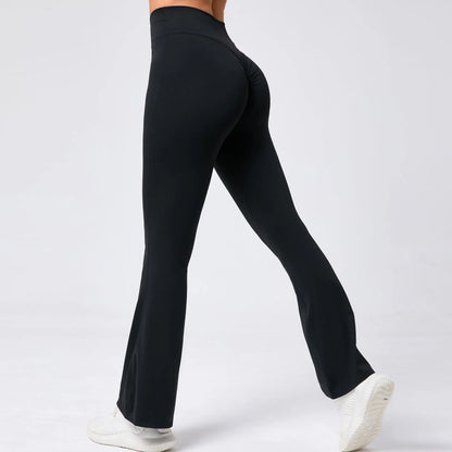 High Waist Sporty Flare Leggings Trousers Women Trends Scrunch Bum Leggings for Fitness Yoga Pants Gym Tights Push Up Red Black