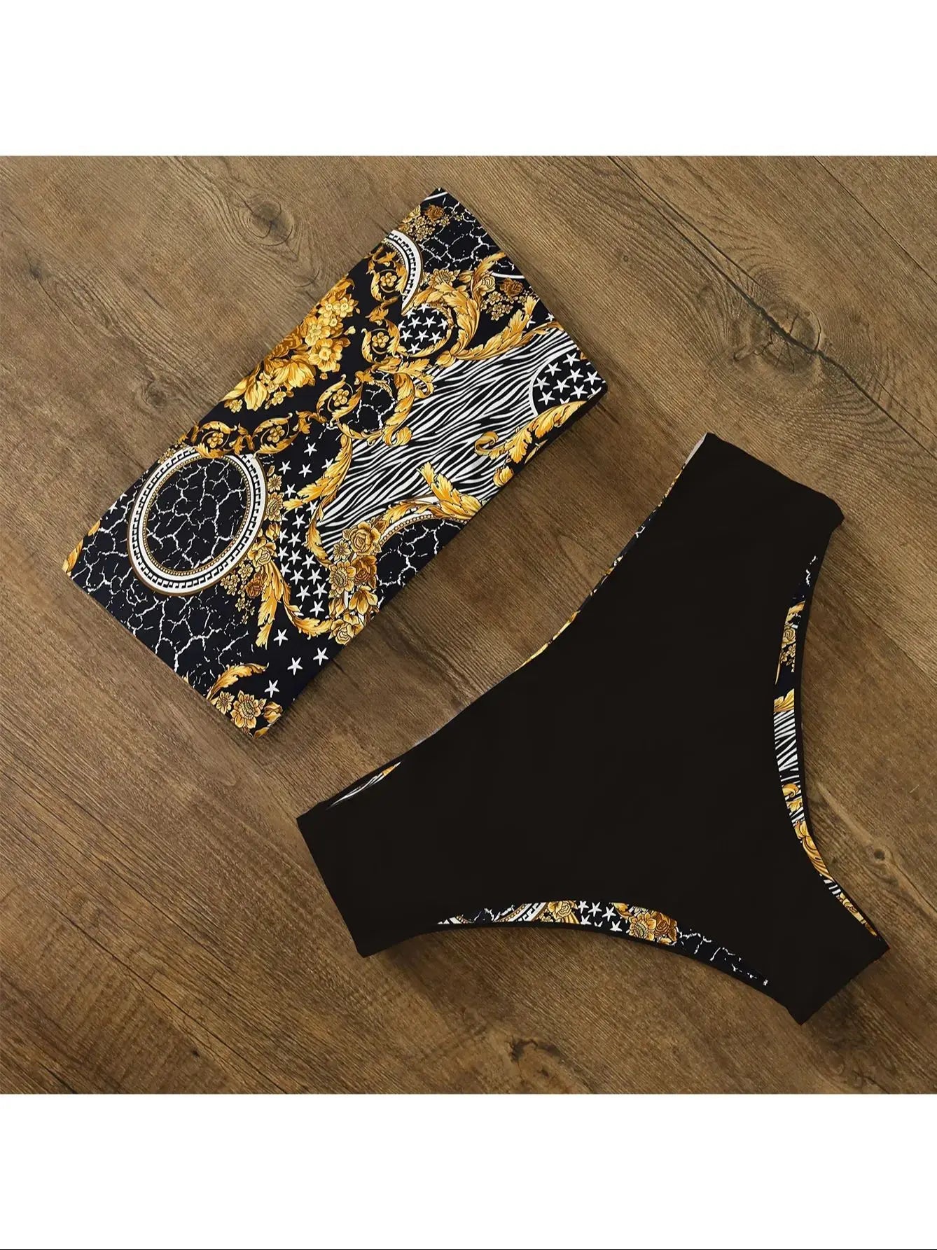 Bikini Swimwear Swimsuit Women Print High Waist Bikini Set Back Cross Bandeau Bathing Suit Female Beach Wear Biquini