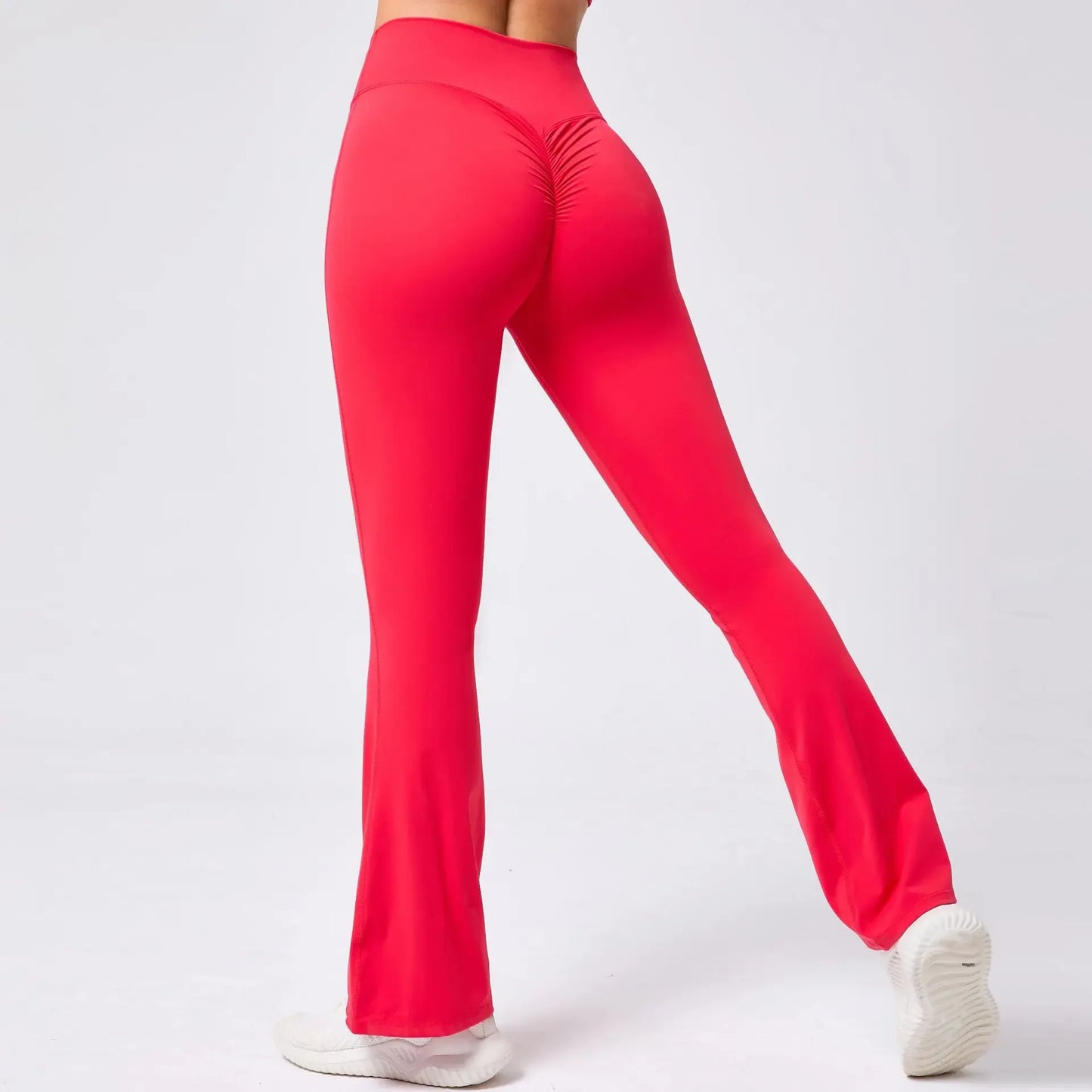 High Waist Sporty Flare Leggings Trousers Women Trends Scrunch Bum Leggings for Fitness Yoga Pants Gym Tights Push Up Red Black