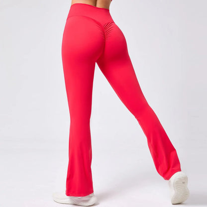 High Waist Sporty Flare Leggings Trousers Women Trends Scrunch Bum Leggings for Fitness Yoga Pants Gym Tights Push Up Red Black